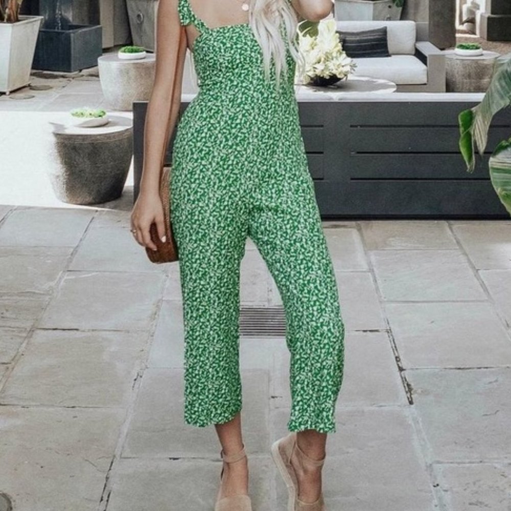 VICI SKYLAR+MADISON Green Floral Smocked Jumpsuit